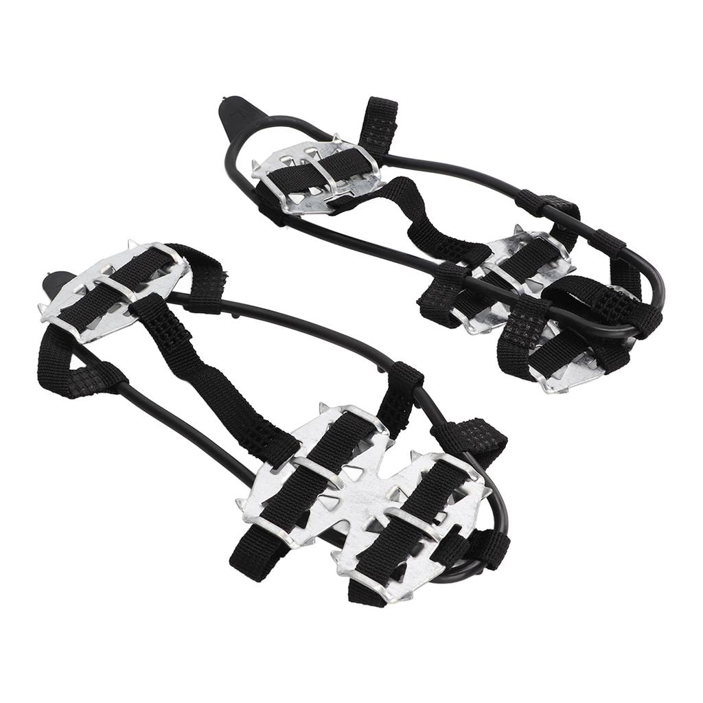 1 Paar 24 Zähne Steigeisen Edelstahl Rutschfest Outdoor Schnee Eis Schuhüberzüge Silber L