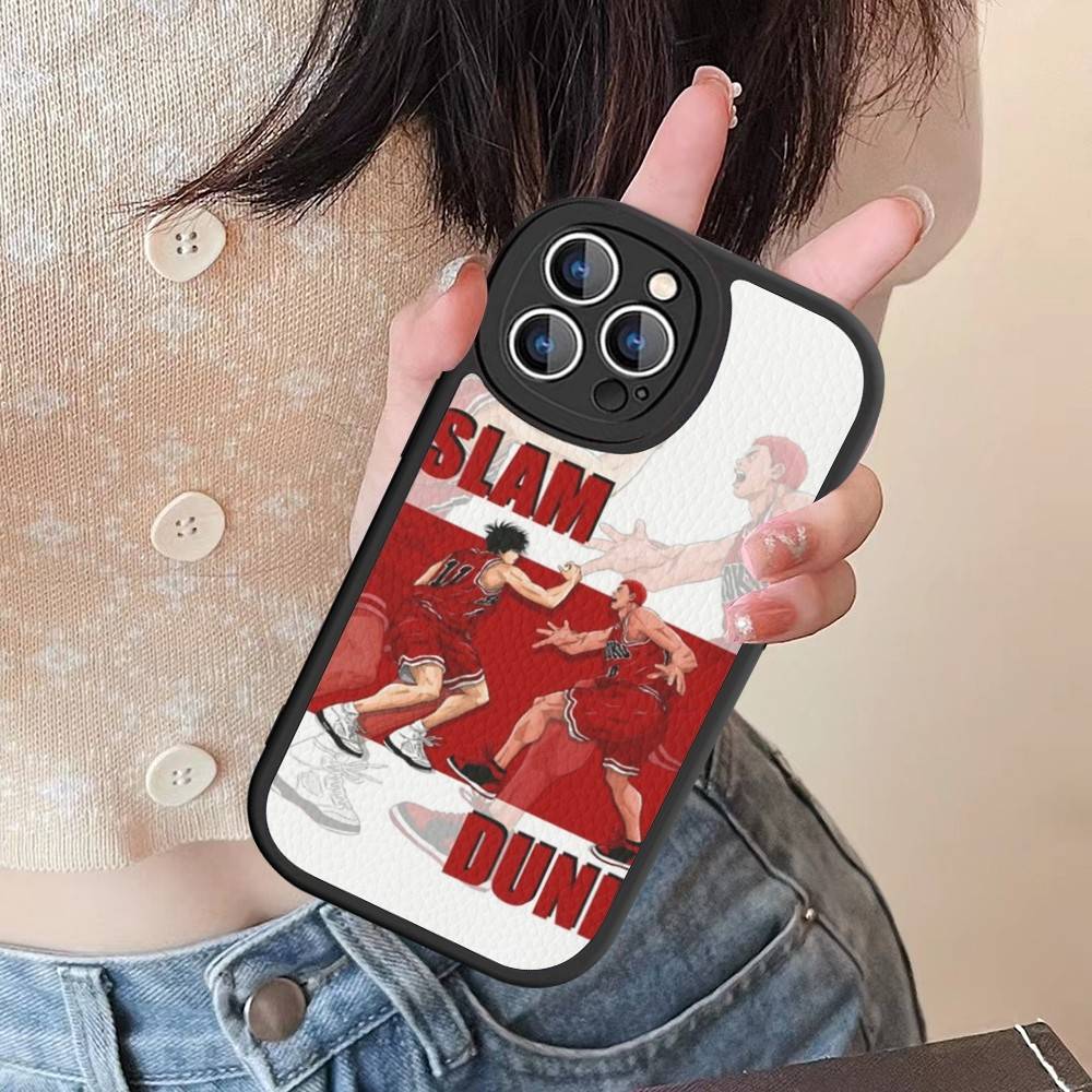 Japanese S-SLAM D-DUNK Phone Case For IPhone 16 15 14 13 12 11 Pro Max Plus Soft Leather Cover