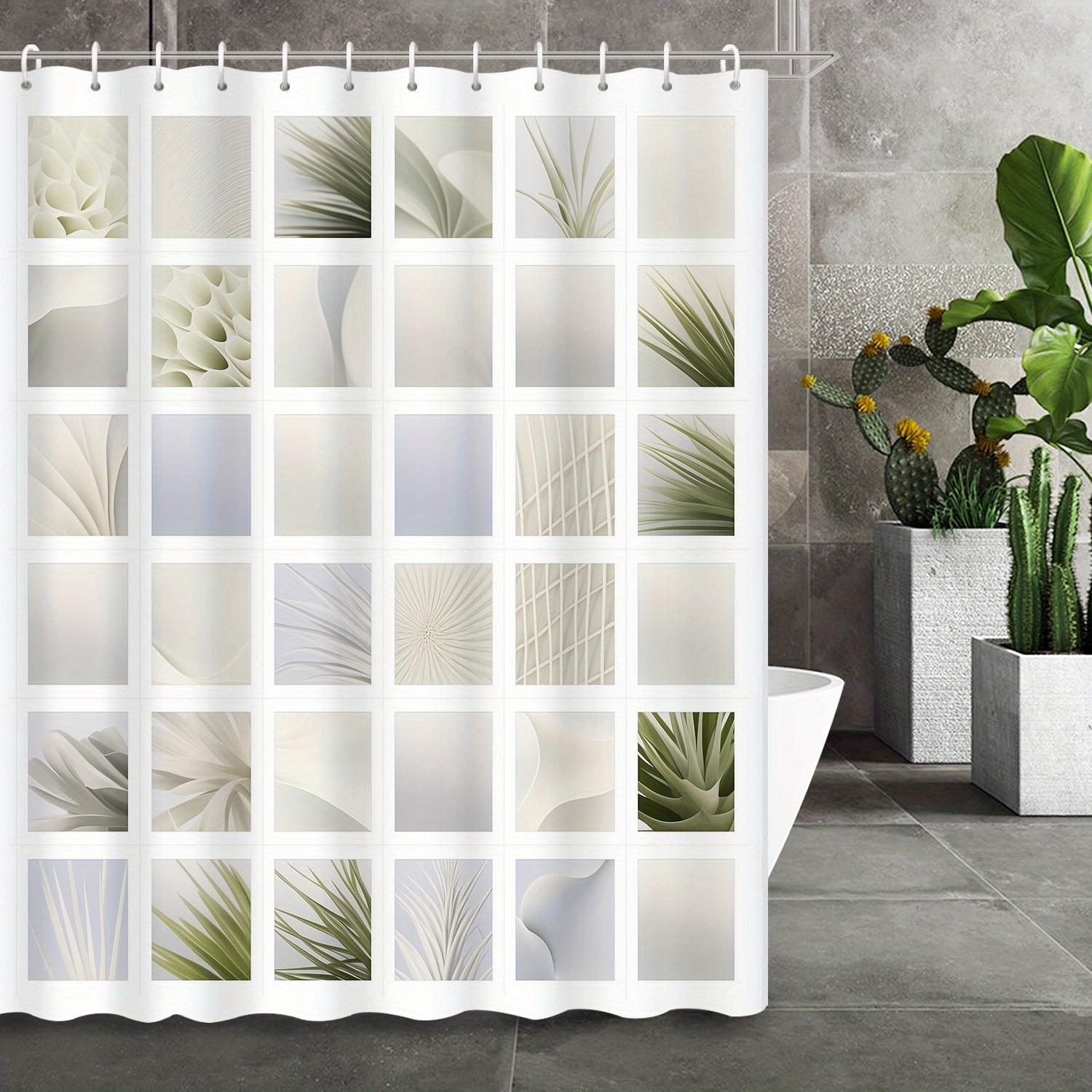 

Abstract Geometric Green Plant Shower Curtain, Polyester, 12 Hooks, Machine Washable, All-Season Bathroom Decor 90x180cm