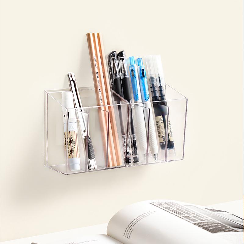 Transparent Acrylic Pen Holder & Makeup Brush Organizer - High-End Luxury Desktop Storage Box
