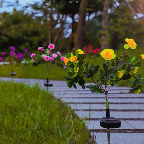 LED Solar Flower Light IP65 Waterproof Automatic ON/OFF Simple Installation