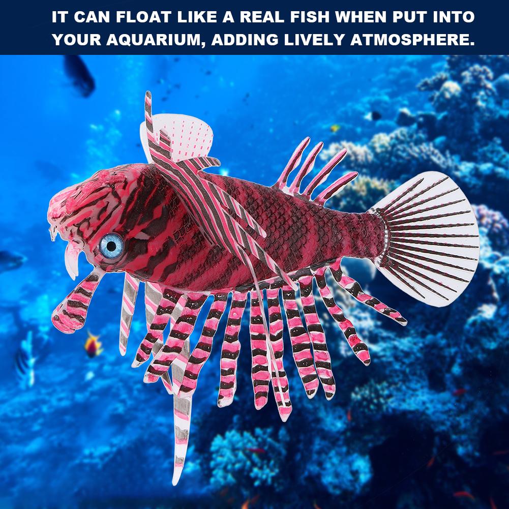 Acrariu Artificial Simulat Silicon Pește Leu Ornament Luminos Decor AcvariuRoșu și negru