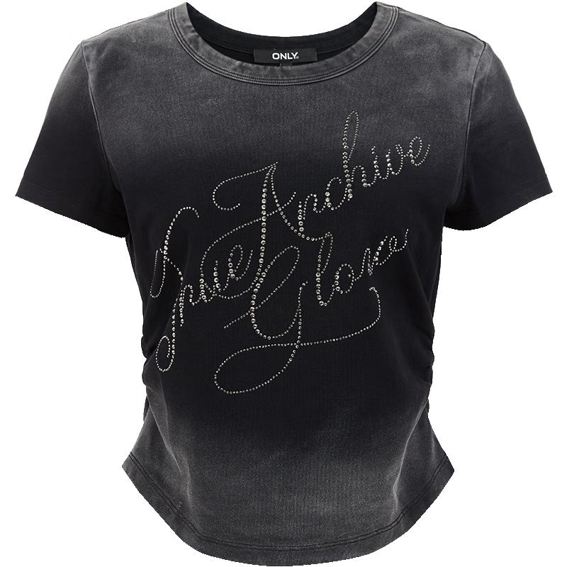 ONLY Women s Gradient Rhinestone Cotton T-Shirt M