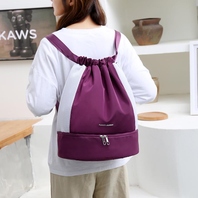 Lightweight Durable Oxford Drawstring Backpack Casual Fitness Gym Bag with Shoes Compartment Fashionable School Sports Bag