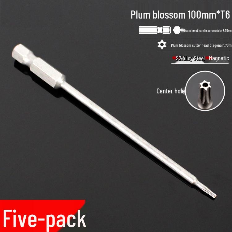 Plum Blossom S2 Magnetic Hex Screwdriver Set - 6.35mm Pneumatic Drill Bit Set