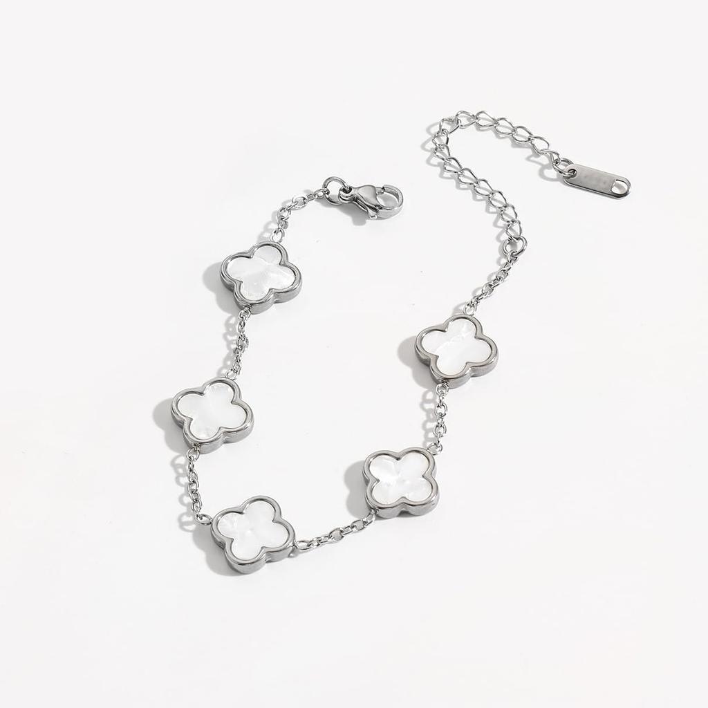 Móda Nový čtyřlístek Titanová ocel Plátováno 18k Náramek Perleť Neztrácí barvu Dámské šperky na ruku