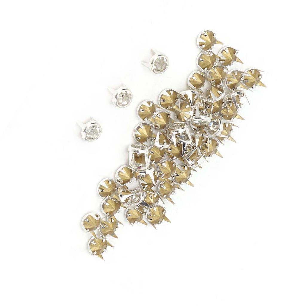 50PCS 7mm DIY Silver Round Claw A Grade Crystal Rhinestones for Crafts and Decoration