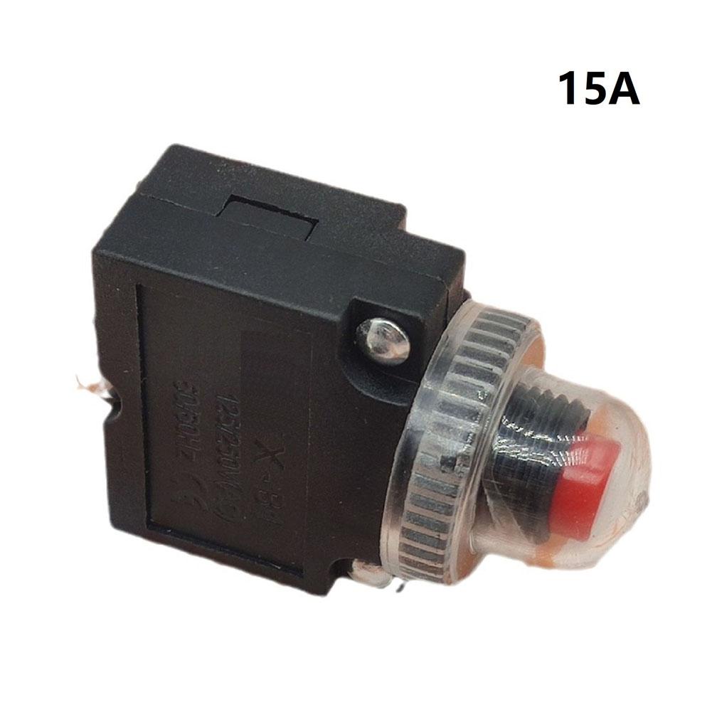 1PCS Circuit Breaker Overload Protector Switch With Protective Waterproof Cover Fuse 15A Overload Protection Button Tool Parts