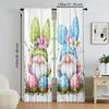 2Pcs Easter Egg Gnome Rabbits Printed Window Curtain For Bedroom Office Kitchen Living Room And Study Rod Hole Window