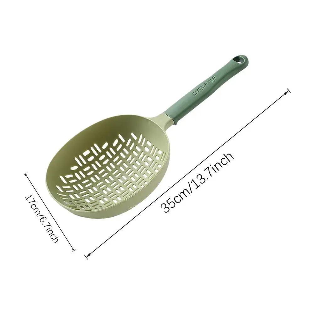 Anti-scald Slotted Spoon Long Handle Cooking Strainer Spoon Silicone Pasta Colander  Spaghetti