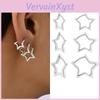 3-Sterne Geometrisches Punk-Paar-Set Creolen für Damen Einfache Goldfarbe Kupfermetall-Kreis Huggie-Ohrringe Neuer Unisex-Schmuck