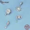 BAMOER 925 Sterling Silver Wing Heart Series Guard of Love Moonstone Charms for Women Original Bracelet Fine Jewelry