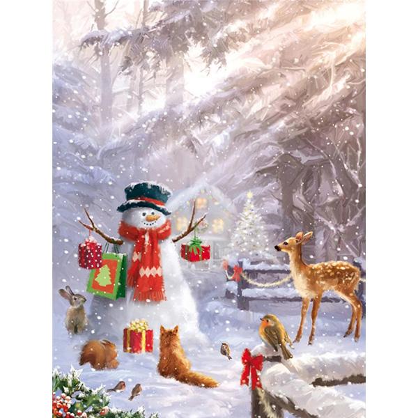 5D Diamond Painting Snowman Cartoon Diamond Embroidery Winter Landscape Art Rhinestone Mosaic Cross Stitch Christmas Decor