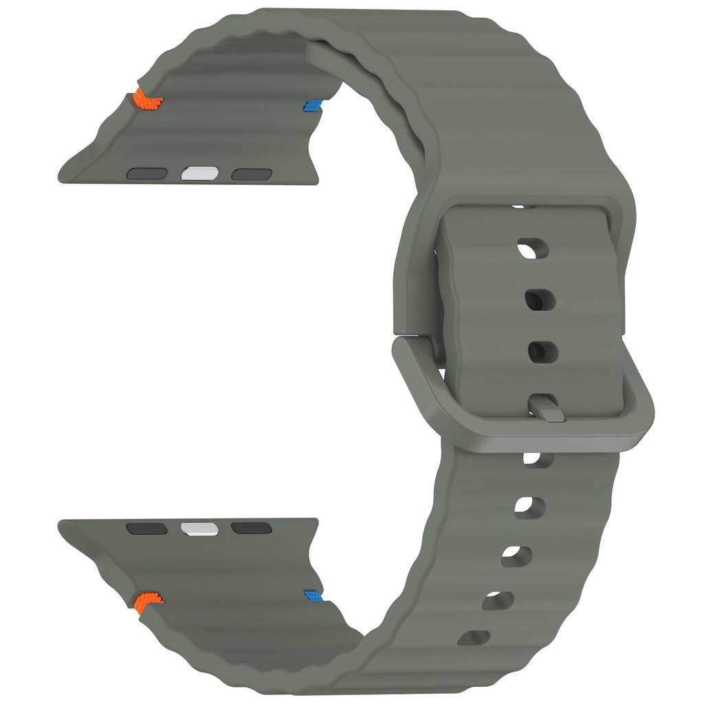 Wave Pattern Silicone Strap: Compatible with Apple Watch Series 7/8/9/10, Colorful Buckle, Ultra Replacement Wristband