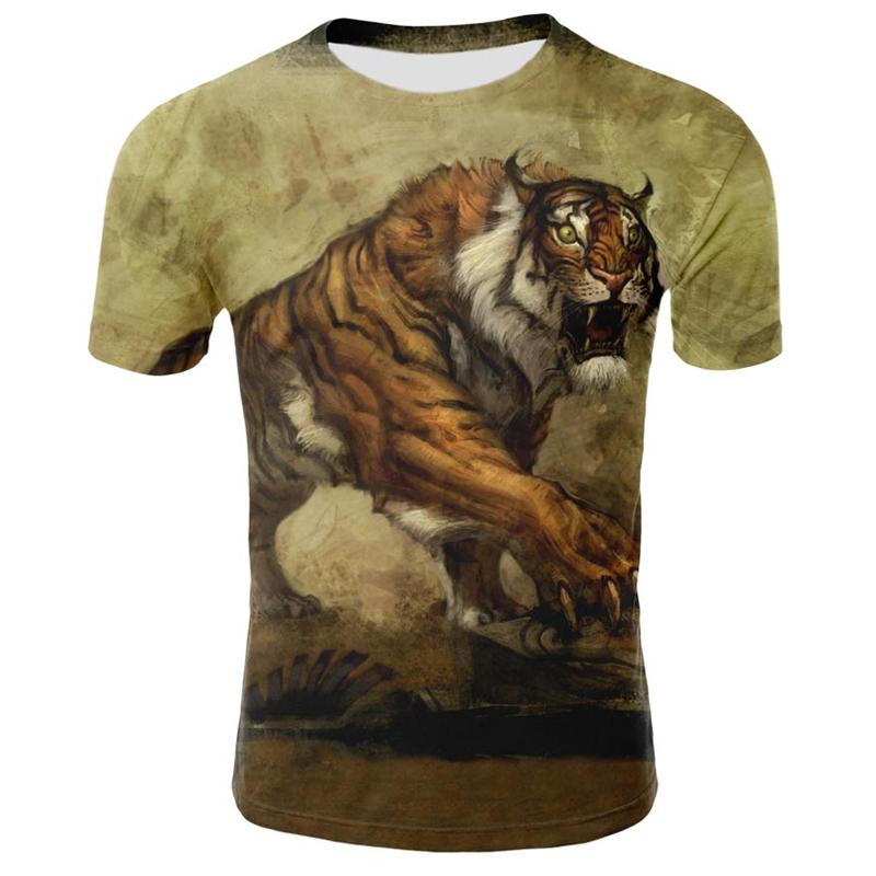 Interessante Tiger-Grafik-T-Shirts für Männer, Sommermode, Animal-Print-T-Shirt, Trend-Persönlichkeit, coole Bluse, Kurzarm-T-Shirts