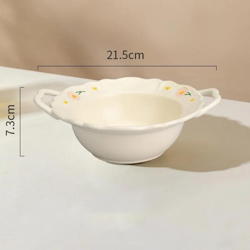 Retro-Blumen-Keramikteller, modisch, kreativ, köstliche Suppenschüssel, für Zuhause, Nachmittagstee, Dessert, Obstteller, exquisiter Fischteller