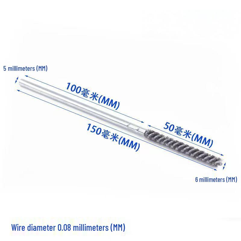 Stainless Steel Pipe Brush with Handle for Deburring, Rust Removal, Polishing, and Cleaning In Extended Inner Holes.