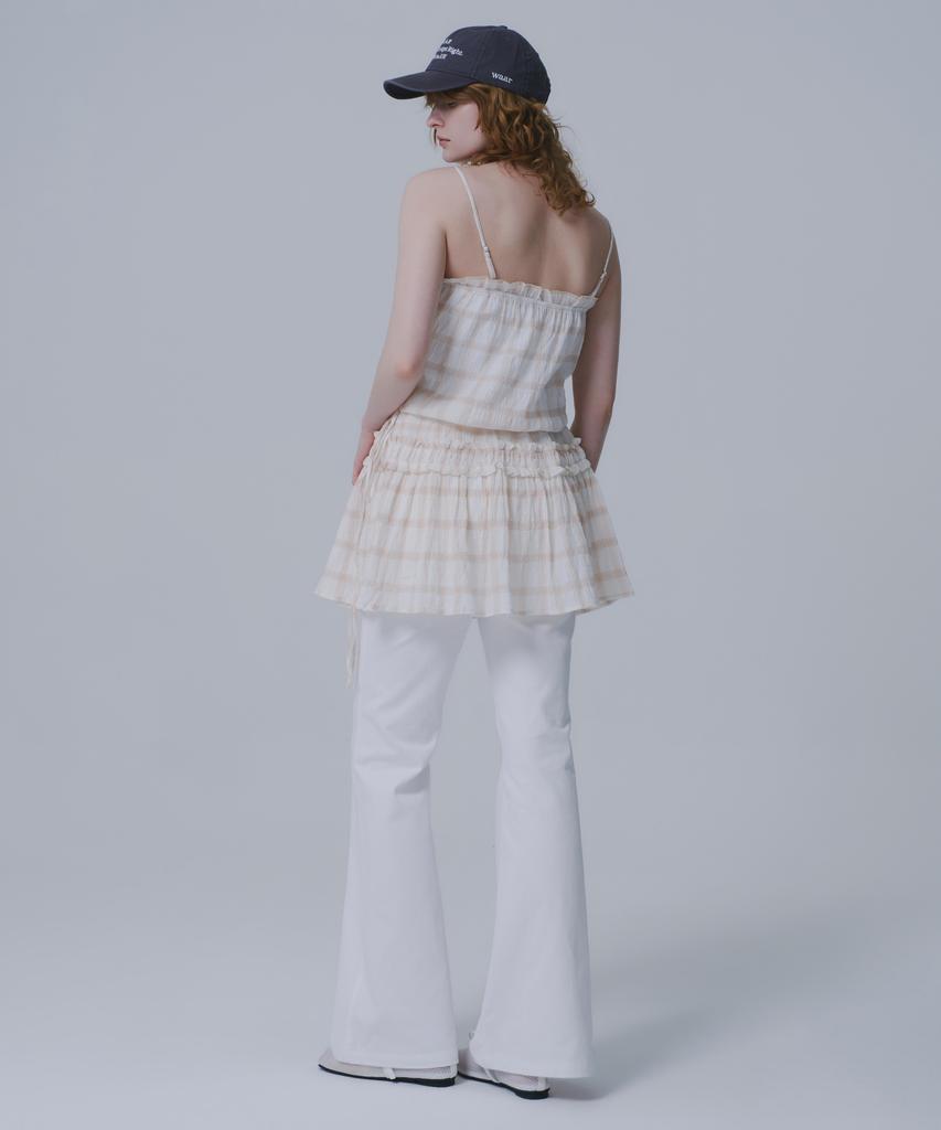 War For Woman Whd-02 Check Shirred Dress_Beige