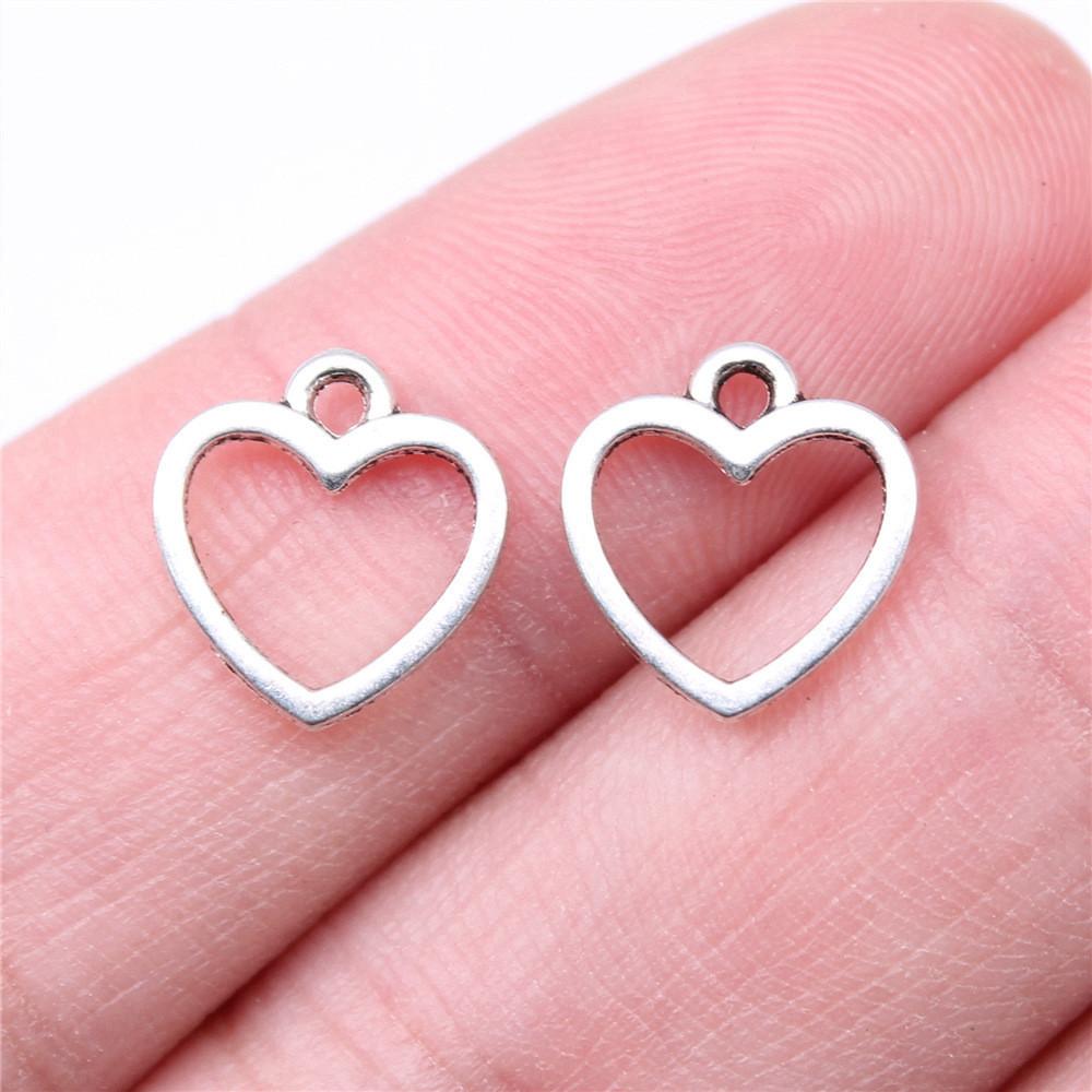Charms Openwork Heart Pendants Vintage Jewelry Supplies QC068