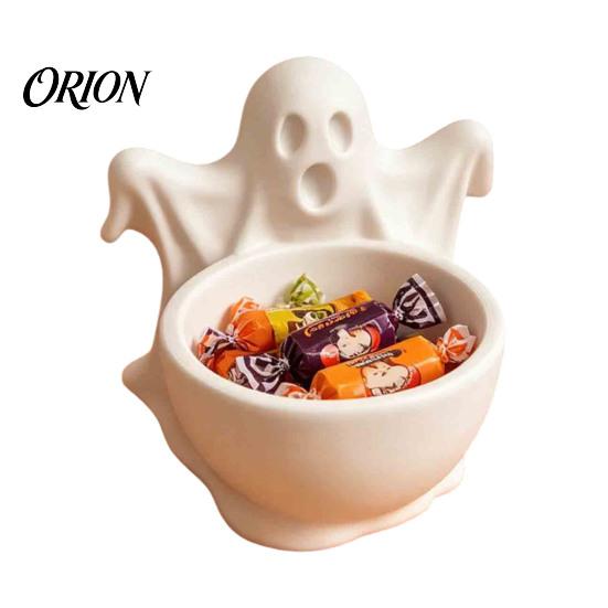 Creative Desk Storage Ornament 3D Printed Ghost Candy Bowl for Halloween Party Decorations, Multi-functional Desktop Decorative Shaped Organizer