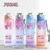750ML Anime KPop Demon Hunters Sports Water Bottle Leak Proof Colorful Straw Cup Portable Water Bottle designed for Outdoor Sport Fitness