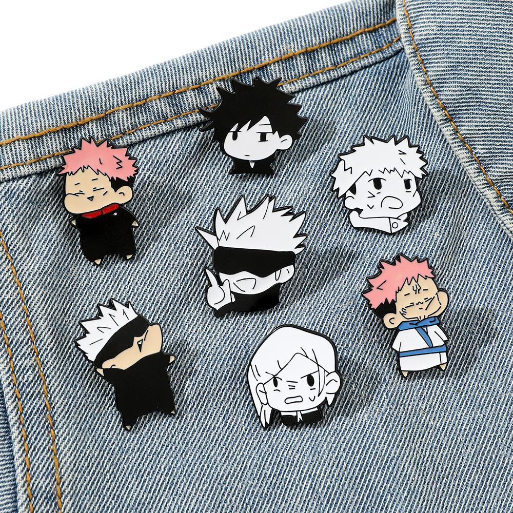 O version of cute creative personality spell back to fight metal badge knotweed Youren double-sided night stall brooch accessories