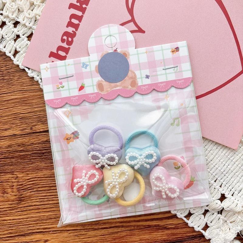 5/10 Stück Kinder Kleine Gummibänder Herz Schleife Mini Mädchen Haarseile Bänder Baby Mädchen Süße Haarbänder Kopfschmuck