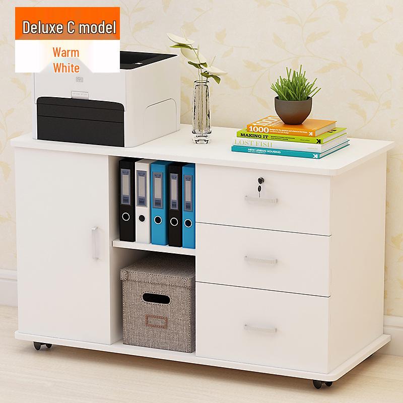 Mobile Lockable Filing Cabinet with Three Drawers - Floor-standing Storage for Office or Bedside