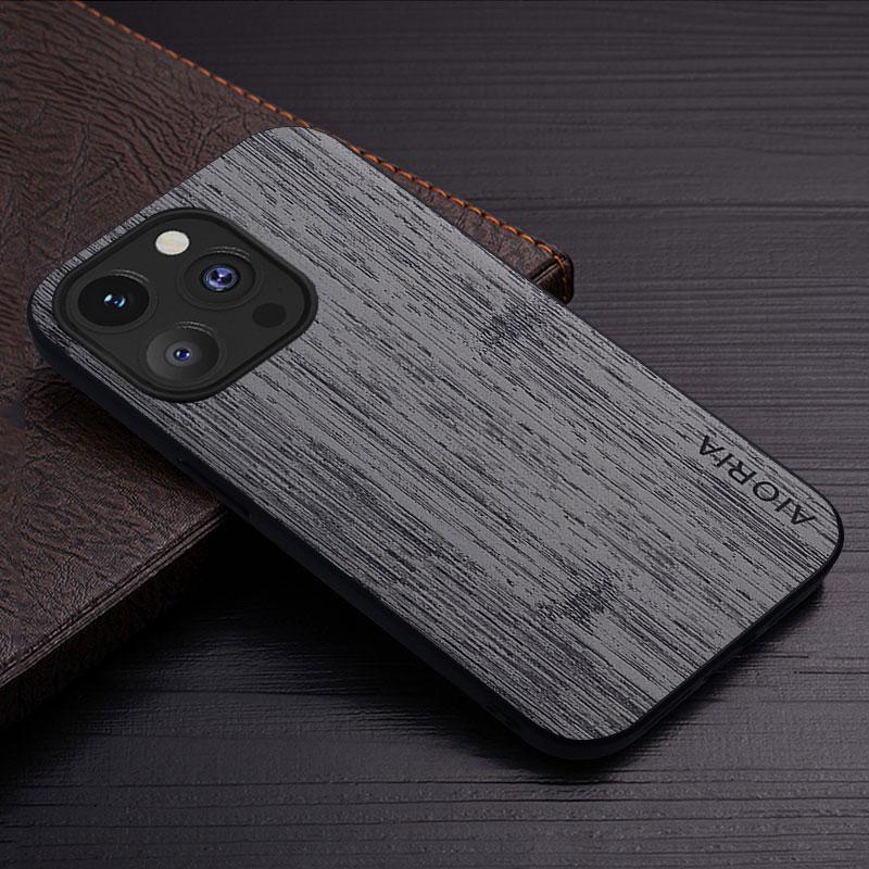Case for iPhone 15 14 13 12 11 Pro Max Mini XR X XS Max 7 8 Plus Funda Bamboo Wood Pattern Leather Cover Luxury Coque Case Capa
