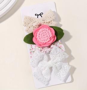 Children'S Hair Accessories Set Baby Printed Hairpin Card Flower Fabric Hairpin Christmas Set 2302