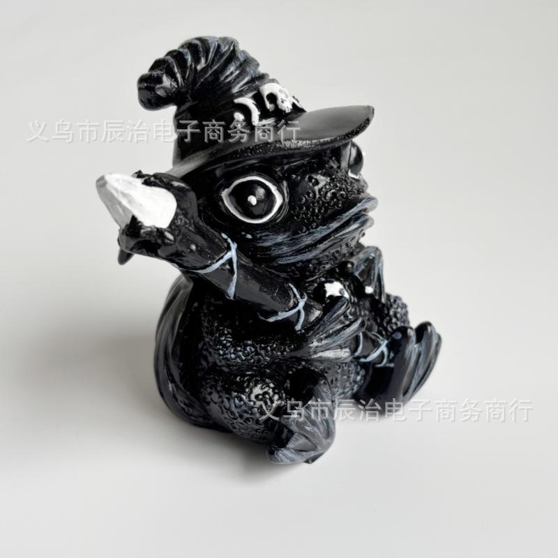 La nouvelle statue de grenouille sorcière en résine convient aux décorations de maison avec des chapeaux noirs et des squelettes
