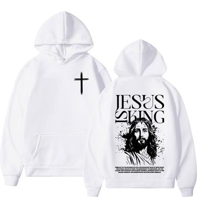 Faith Christian Jesus Is King Bible Verse Hoodies Men Women Clothing Fashion Harajuku Sweatshirts Fleece Long Sleeves Pullovers