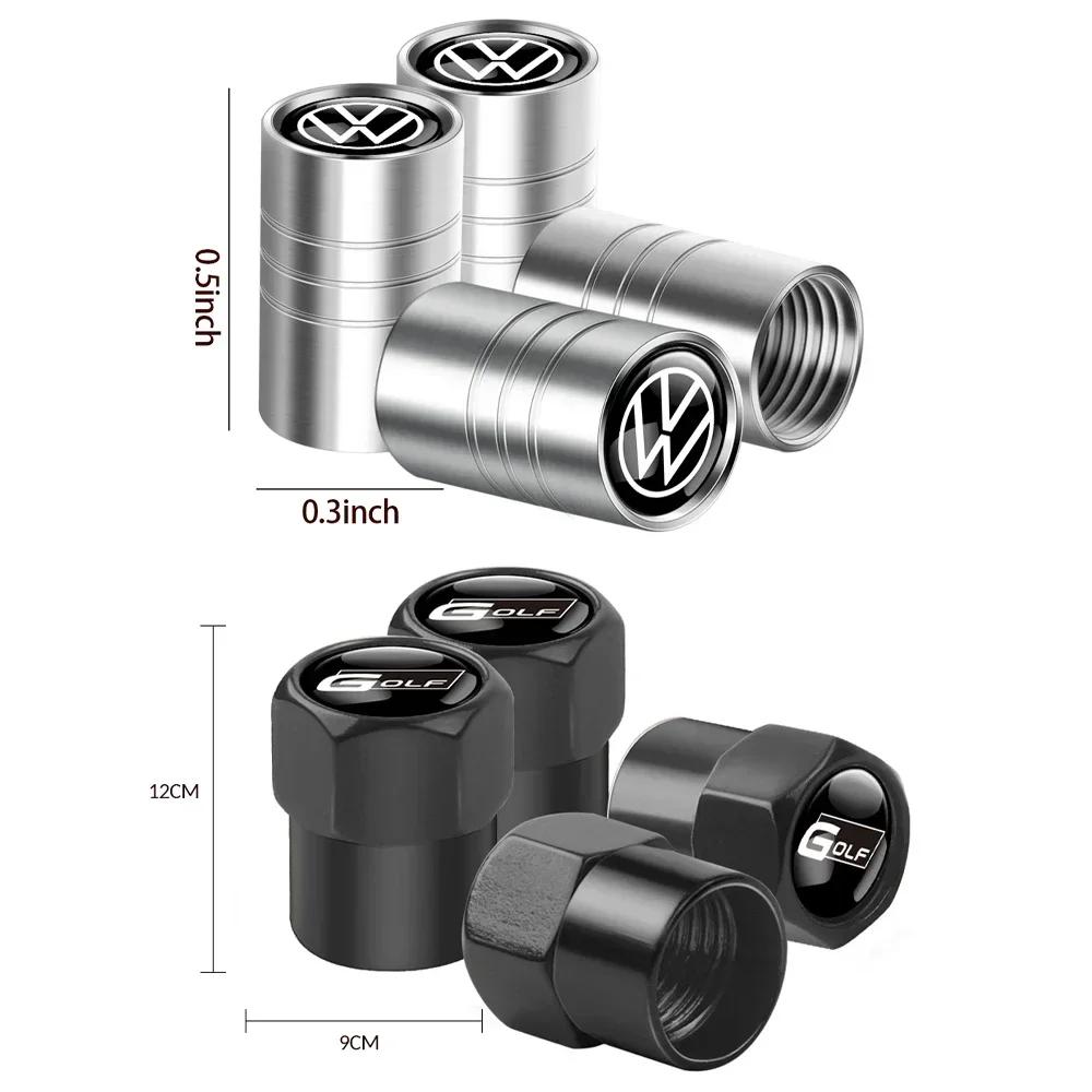 T23-For Volkswagen VW GTI R Golf 5 7 6 4 Polo Tiguan Passat Jetta Lavida Car Styling 3D Metal Wheel Tire Valve Stem Caps Accessories