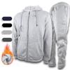Hooded for Men Set 2 Piece Athletic Jogging Suits Zip Up Track Suit Comfy Jogger Set