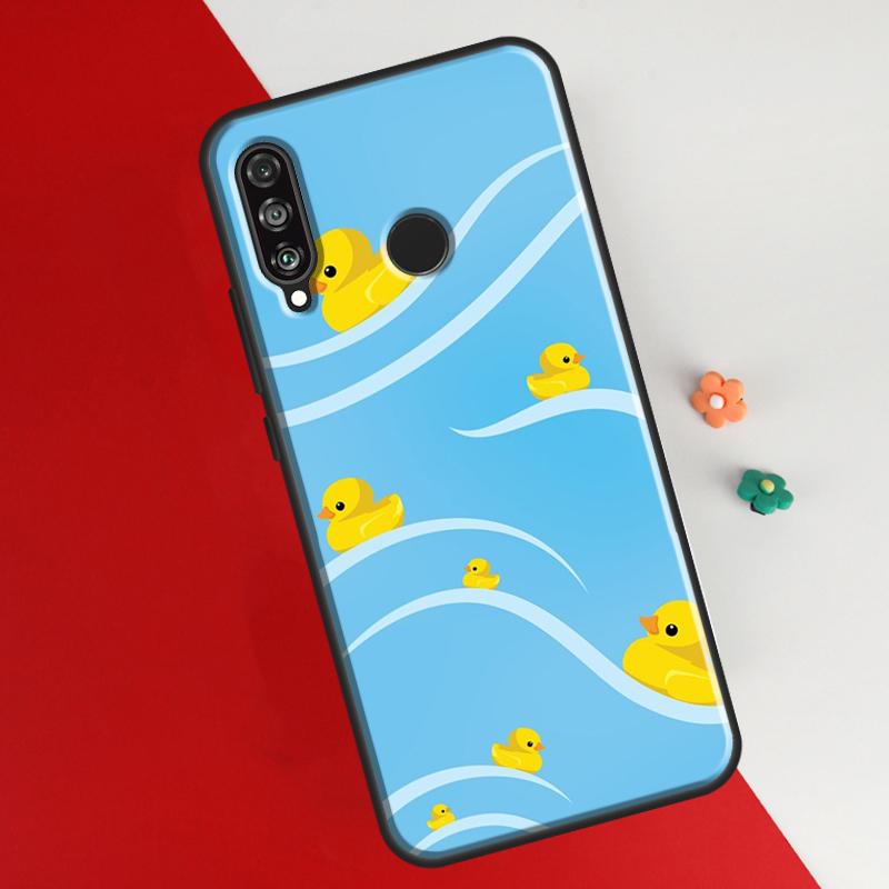 Kwaii gelbe Ente Abdeckung für Huawei P30 Pro P50 P20 P40 Lite P Smart 2021 Nova 5T Fall für Honor 50 8X 10i
