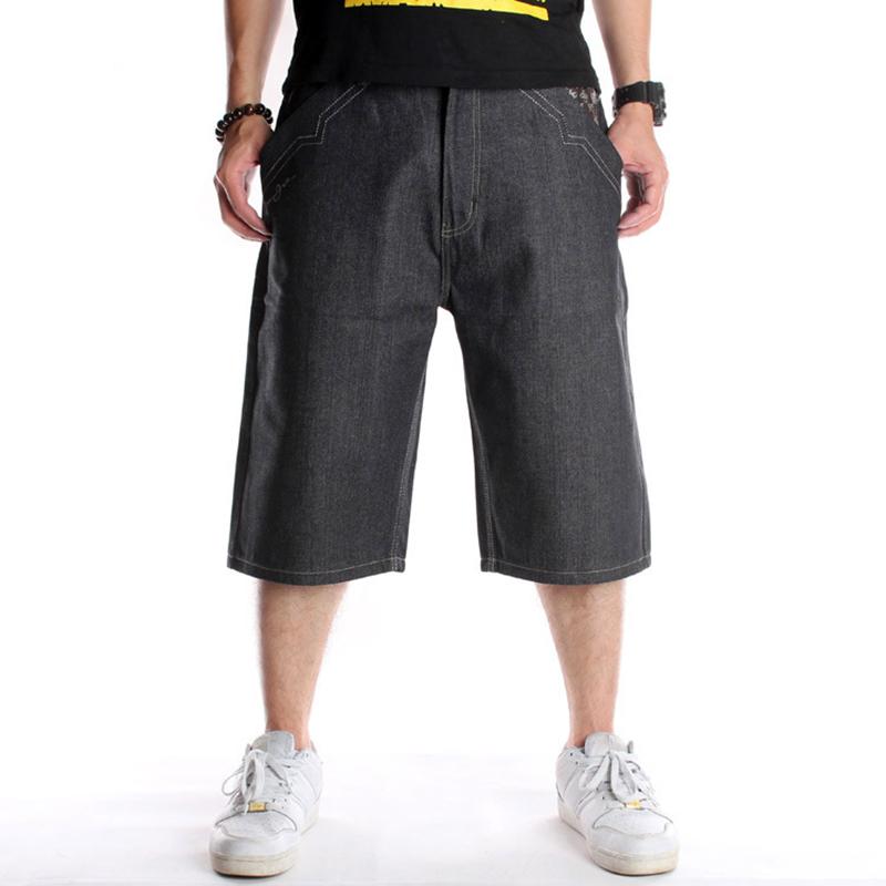 RogueWave Summer Plus Size Wide Leg Hip-Hop Black Jeans Shorts Male Skateboard Swag Baggy Men Denim Pants
