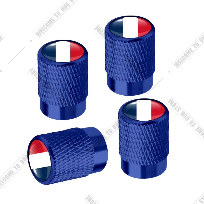 Cqdjvy1 Auto CNC Aluminium Duitsland Italië Frankrijk Driekleurige Vlag Embleem Voor Citroen Peugeot Fiat Kia 4 stuks Bandenventiel Luchtpoort Stuurpen Afdekdoppen