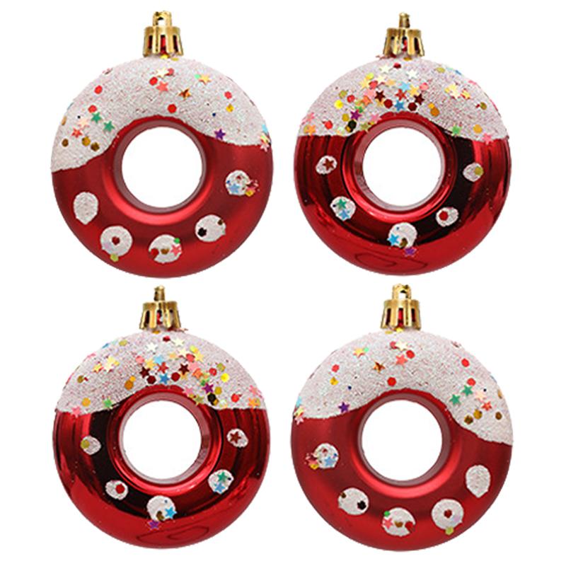

4pcs Candy Donuts Shape Christmas Ball Ornaments Christmas Tree Hanging Pendant for Home Navidad Party Decorations New Year 2025
