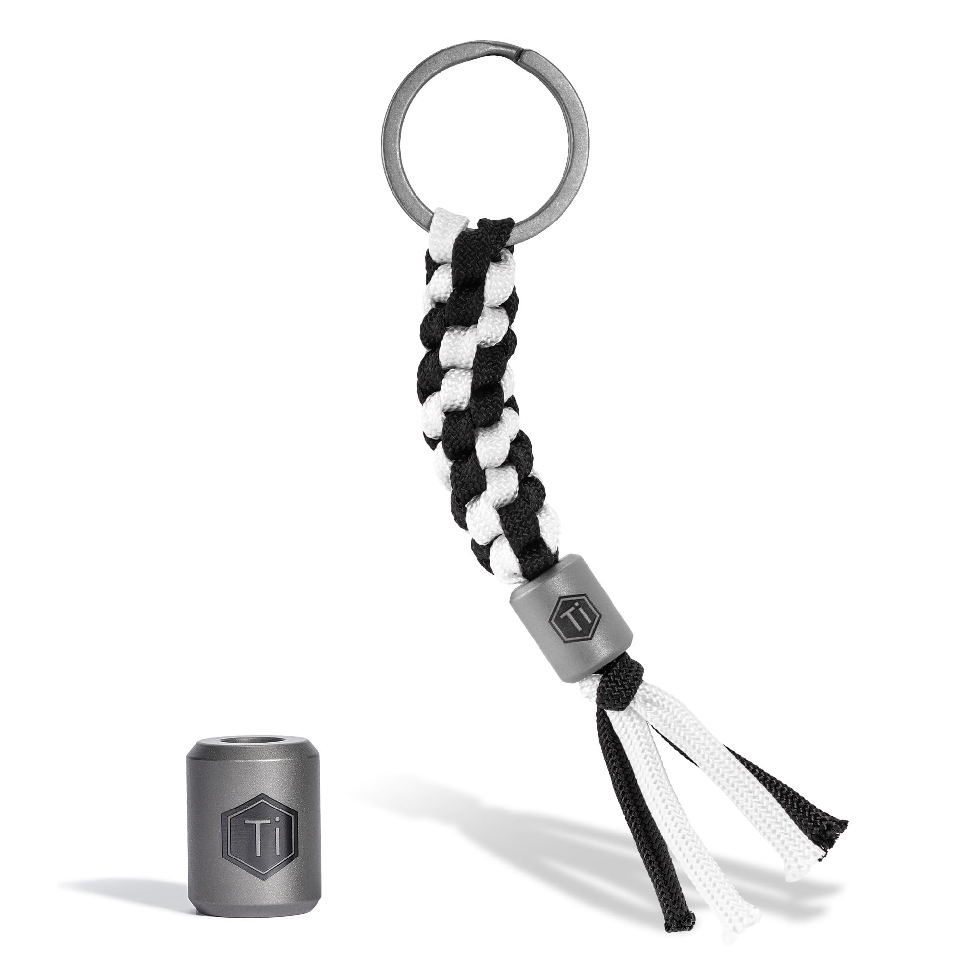 

KeyUnity KC02 Paracord Braided 550 Paracord with Titanium Beads and Key Ideal for Folding Lightweight and 1 Keychain and Keychain, Two-Color Ring,