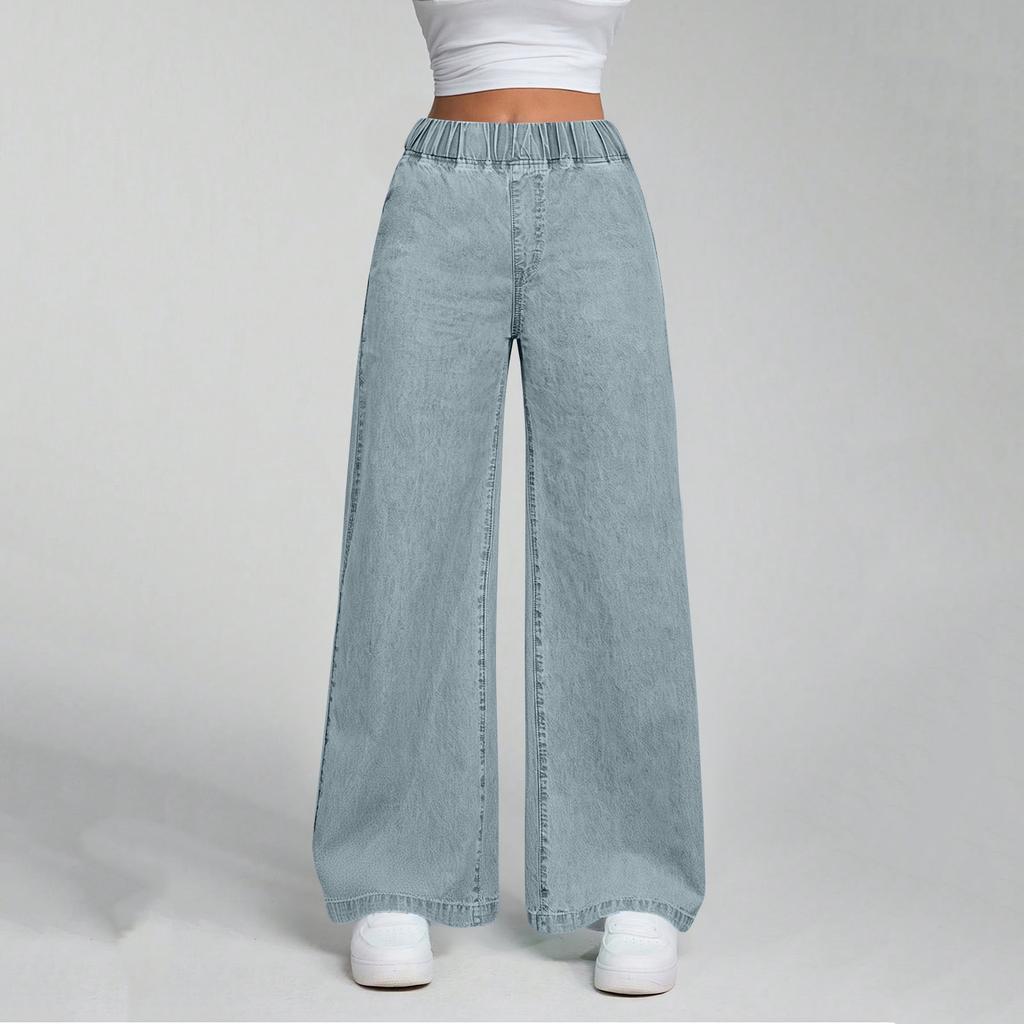 Women’s High Waist Wide Leg Pants Loose Fit Elastic Waistband Casual Trousers Relaxed Fit Lightweight Design