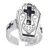 Hochwertige Sargkreuzringe. Verstellbarer Ring mit gotischem Totenkopf-Sargkreuz für Liebhaber einzigartigen Stils und Mode