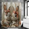Easter Shower Curtain Bunny Easter Eggs Floral Bow Spring Holiday Bunny Bathroom Decor Polyester Shower Curtain Waterproof Showe