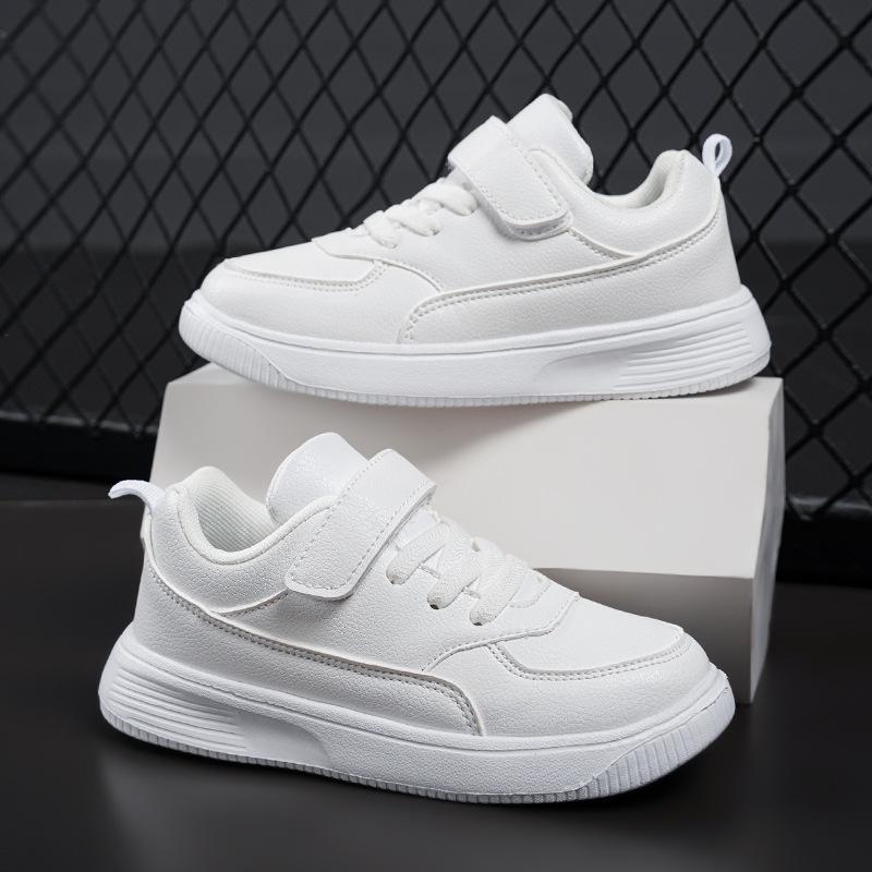 Boys' sports shoes 2025 spring new children's solid color white shoes middle and older children's students white casual shoes girl