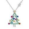 Huitan Colorful Christmas Tree Design Pendant Necklace for Women Exquisite Birthday Gift Luxury Silver Color Trendy  New