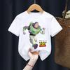 T-shirt Estiva Toy Story per Bambini Woody Buzz Lightyear Abbigliamento Kawaii Manica Corta Anime Cartone Animato Bambini Ragazzi Ragazze Maglietta Casual Top