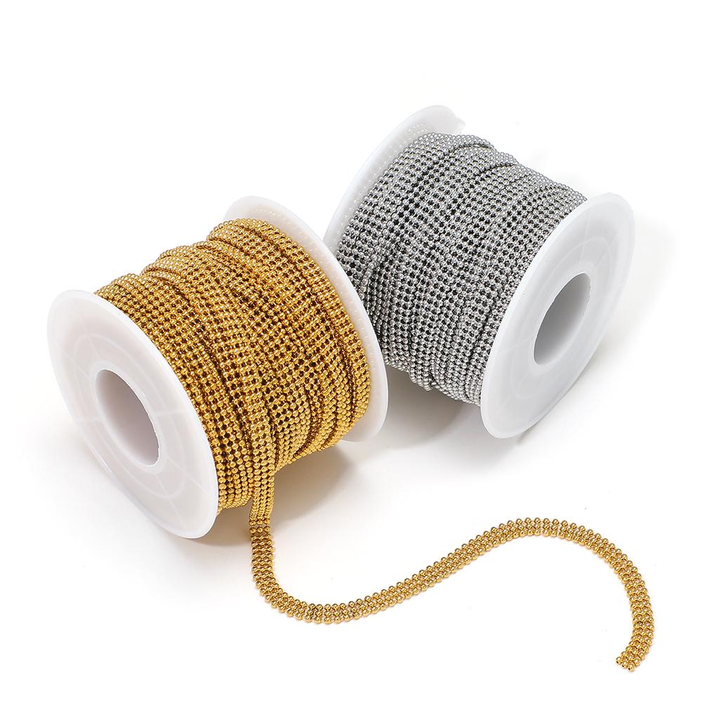 1 Meter Edelstahl Goldfarbe Dreilagige Perlenketten Halsketten mit Perlen Schmuckzubehör Armbänder DIY Schmuckherstellung Zubehör