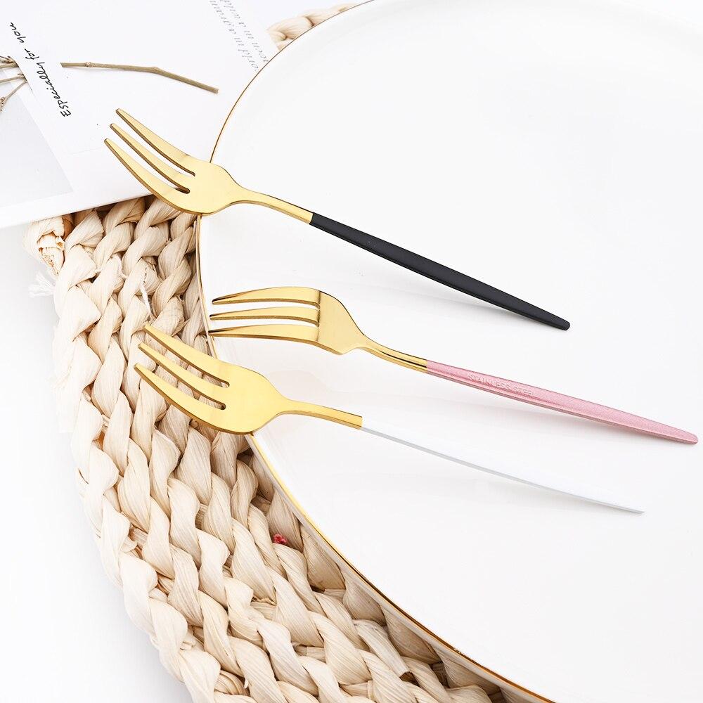 1PCS Stainless Steel Cutlery Rainbow Cake Fruit Fork Dinner Salad Fork Tableware Dessert Fork For Hotel Party Kitchen Tool