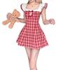 Versatile Short Skirt for Petite Women, New Summer Style, Red Plaid Look, Slimming, Sweet and Elegant Flutter-Sleeve Dress