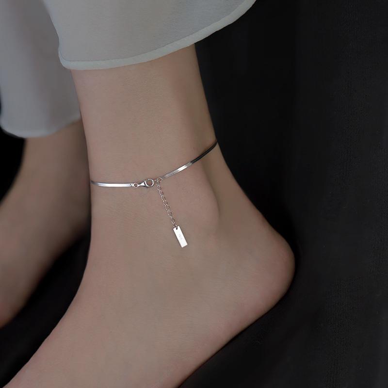 

Classic Simple Blade Chain Anklet for Women Temperament Fashion Copper Color Stainless Steel Summer Beach Foot Accessory Zircon медный