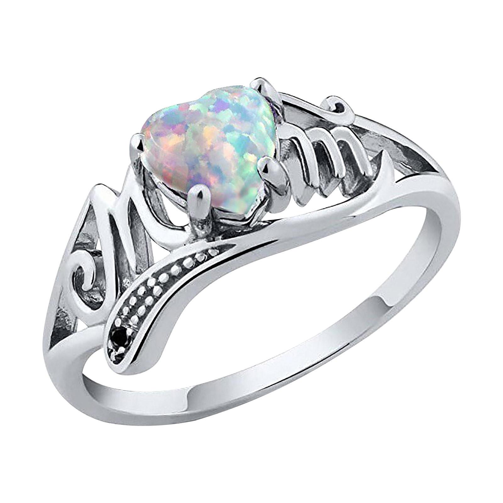 

Женское кольцо для девочек с опалом, сердцем, буквой, кольцо с бриллиантом для мамы на День матери G